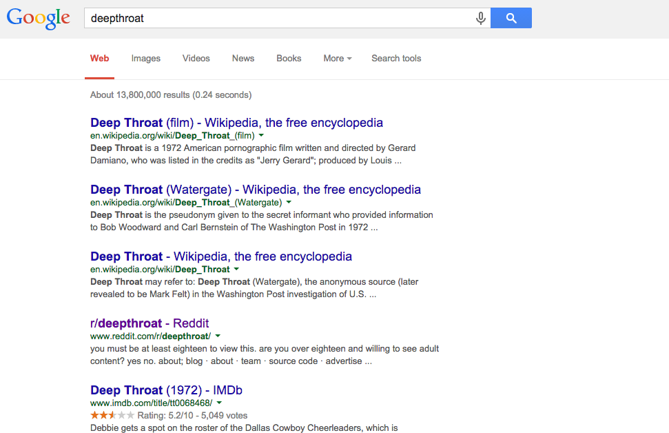Google Deep Throat Screenshot